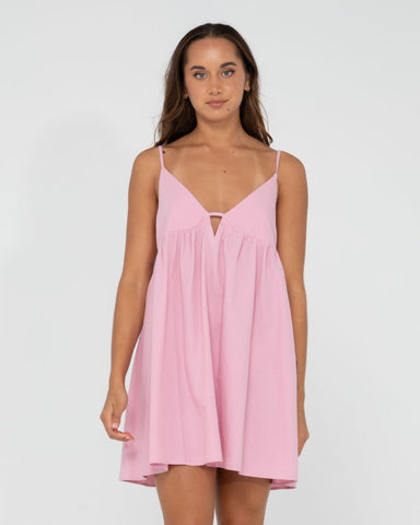 Woman wearing Felicity Mini Dress in Fondant Pink