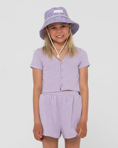 Girl wearing Harlo Top Girls in Muted Lavender