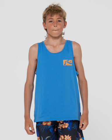 Boy wearing Boxed In Tank Boys in Vallarta Blue