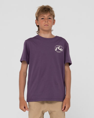 Boy wearing Advocate Short Sleeve Tee Boys in Purple Rain