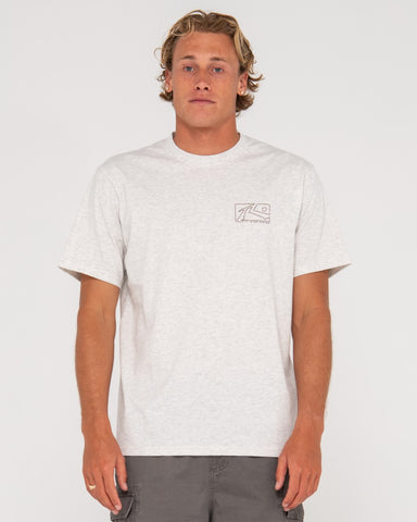 Man wearing Boxed Out Short Sleeve Tee in Ecru Marle