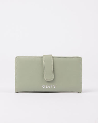 Womans Essence Flap Wallet in Fig Green