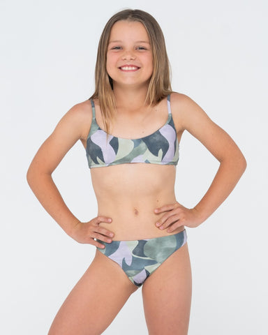 Girl wearing Santorini Bikini Set Girls in Jade
