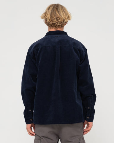 Man wearing White Whale Long Sleeve Shirt in Navy Blue
