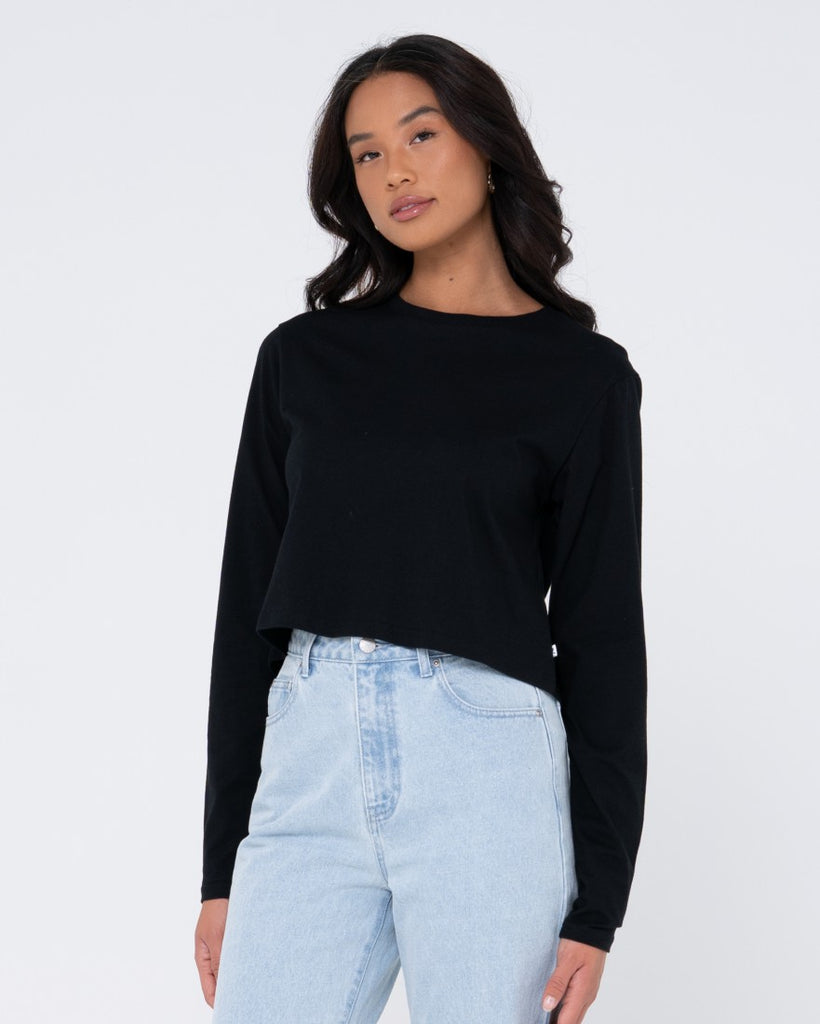 Blanks Long Sleeve Baby Tee Black Rusty Australia