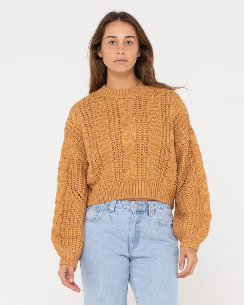 Folktale Crop Chunky Knit Pale Mustard Rusty Australia 