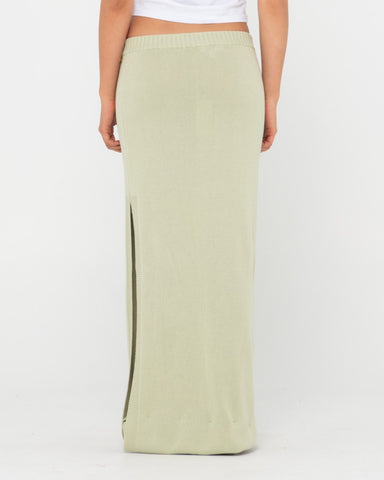 Woman wearing Margot Maxi Skirt in Lime