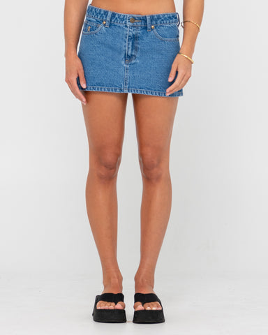 Risque Low Rise Denim Micro Mini Skirt