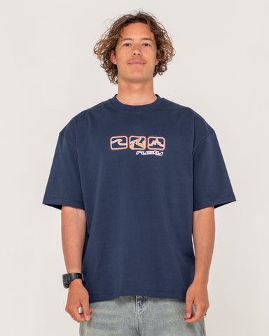 Man wearing 3 Squared Heavy Short Sleeve Tee in Blue