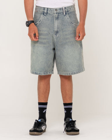 Man wearing Stone Cold Baggy Jort in Blue