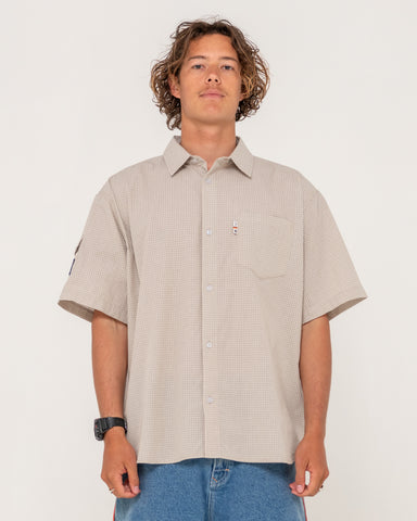 Man wearing Stasha Pocket Short Sleeve Shirt in Brown