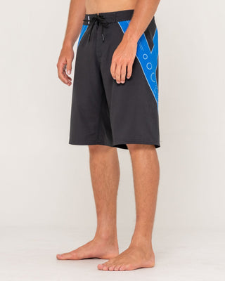 Man wearing Stingray Fixed Waist Boardshort in Black