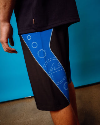 Man wearing Stingray Fixed Waist Boardshort in Black