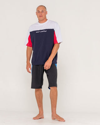 Man wearing Stingray Fixed Waist Boardshort in Black