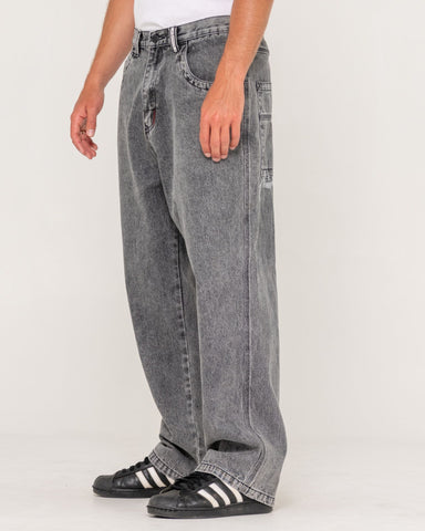 Man wearing Stitch Up Baggy Jean in Black