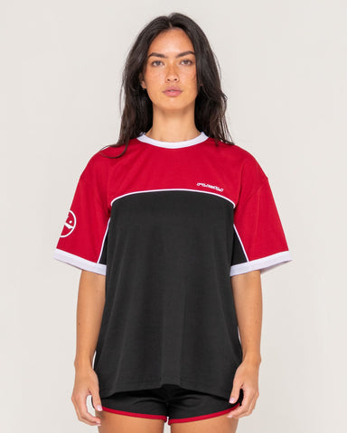 Woman wearing Richie Rich Oversize Sports Tee in Black