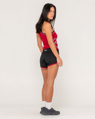 Woman wearing Richie Rich Mesh Booty Short in Black