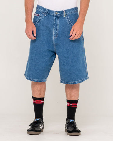 Man wearing Boonta Draggin Jort in Blue