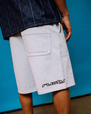 Man wearing Flip Track Short in Ecru Marle