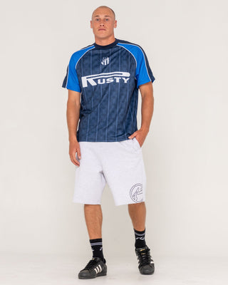 Man wearing Flip Track Short in Ecru Marle