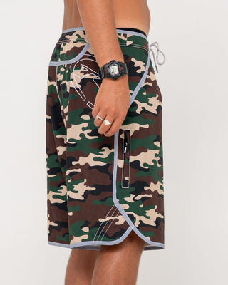 Man wearing Voltron Fixed Waist Boardshort in Camo
