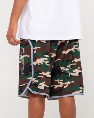 Man wearing Voltron Fixed Waist Boardshort in Camo