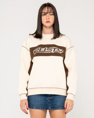 Woman wearing Choc Top L/S Oversize Crew in Cream