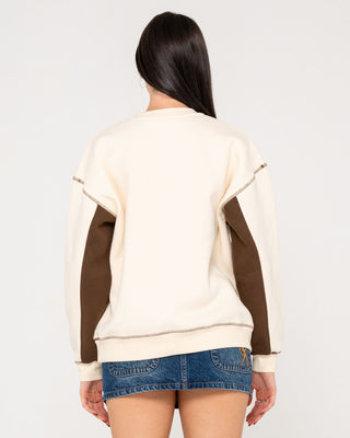 Woman wearing Choc Top L/S Oversize Crew in Cream