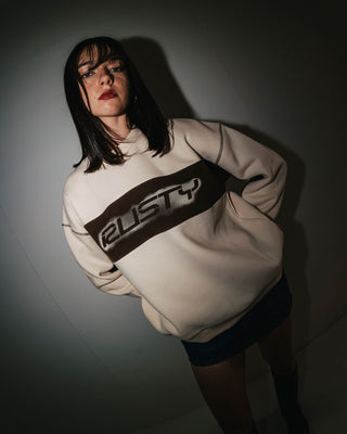 Woman wearing Choc Top L/S Oversize Crew in Cream