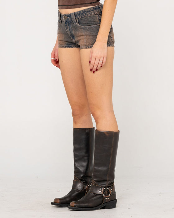 woman-wearing-lucky-number-micro-mini-short-in-rusty-overdye