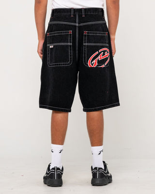 Man wearing Turbo Baggy Jort in Black Out