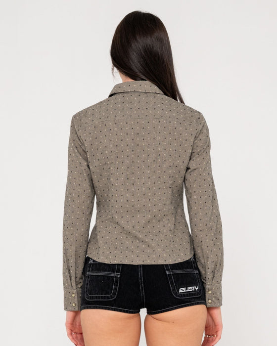 woman-wearing-hottie-hounds-l-s-button-up-shirt-in-black-cream