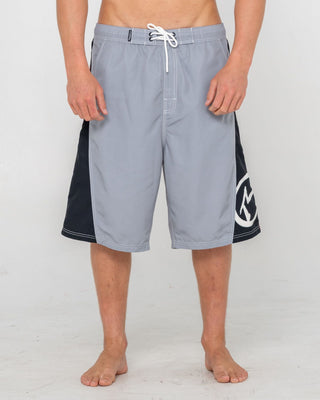 Man wearing Carnage Hybrid Waist Boardshort in Stone Grey