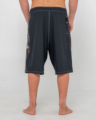 Man wearing Ghostface Fixed Waist Boardshort in Black