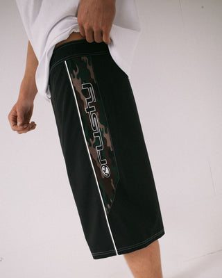 Man wearing Ghostface Fixed Waist Boardshort in Black