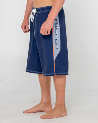 Man wearing Ghostface Fixed Waist Boardshort in Dark Blue