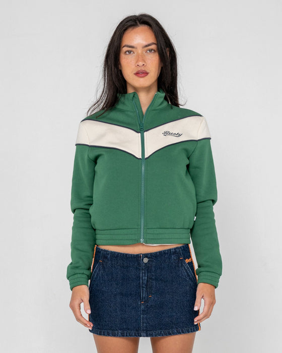 woman-wearing-fever-zip-through-fleece-in-green-bean