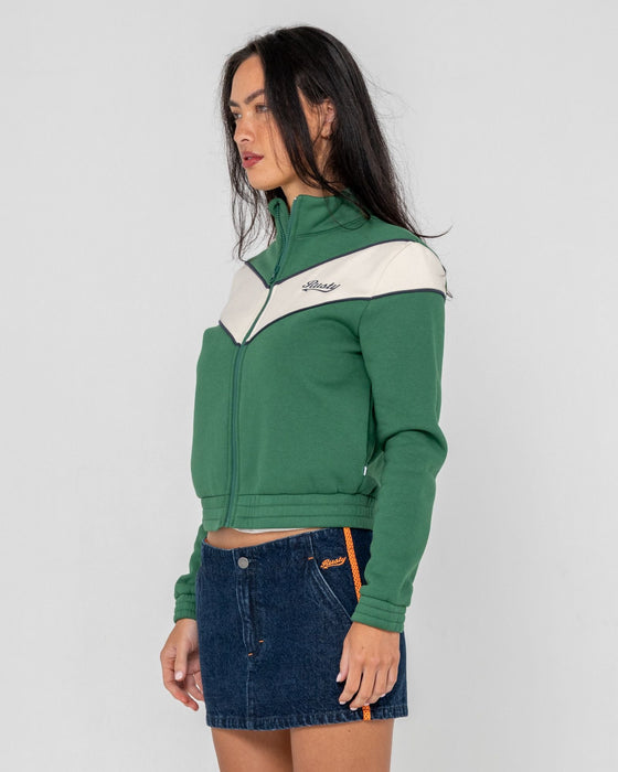 woman-wearing-fever-zip-through-fleece-in-green-bean