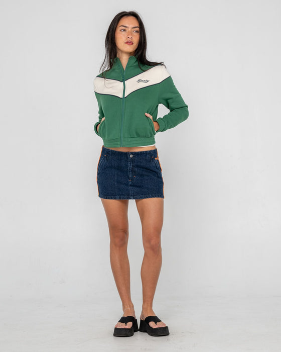 woman-wearing-fever-zip-through-fleece-in-green-bean