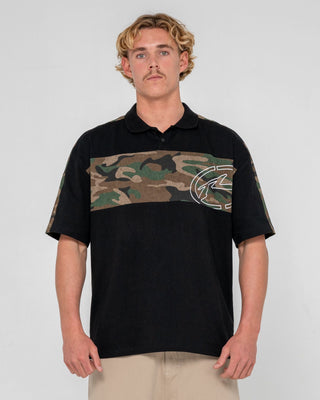 Man wearing Kill Switch Short Sleeve Polo in Black