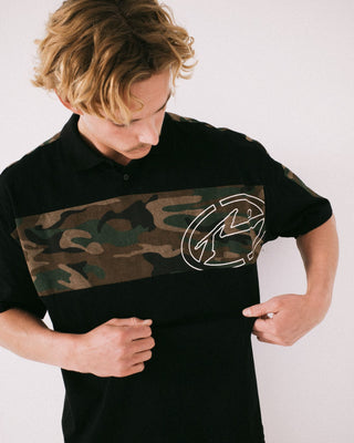 Man wearing Kill Switch Short Sleeve Polo in Black