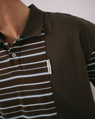 Man wearing Pop Off Short Sleeve Polo in Pinecone