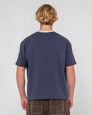 Man wearing Weapon Short Sleeve Tee in Dark Blue