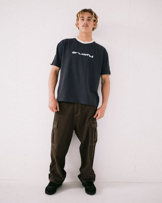 Man wearing Weapon Short Sleeve Tee in Dark Blue