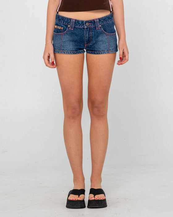 woman-wearing-colour-me-lucky-number-micro-mini-short-in-blasted-deep-sea-blue