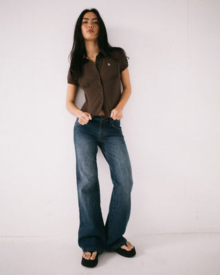 Woman wearing Missy May Plain Shirt in Java