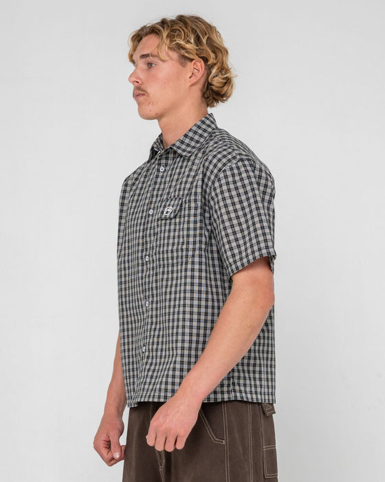 man-wearing-check-1-check-2-short-sleeve-shirt-in-black