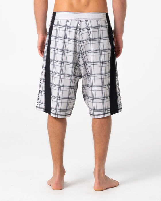 man-wearing-cyberpunk-fixed-waist-boardshort-in-stone-grey