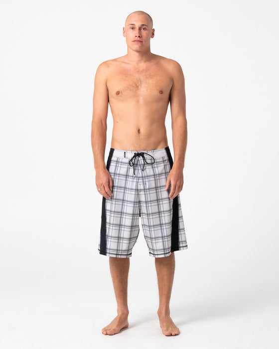 man-wearing-cyberpunk-fixed-waist-boardshort-in-stone-grey