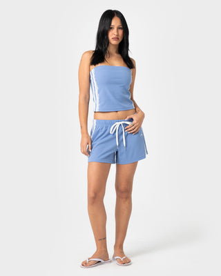 Woman wearing Eloise Tube Top in Tranquil